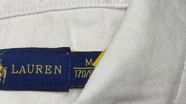 White Short-Sleeve Oxford Button-Down Shirt — warehouse QC photo 1