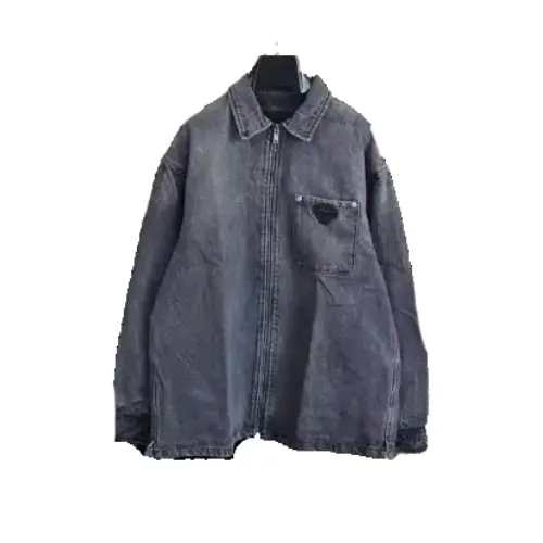 Washed Grey Denim Zip Shirt Jacket — merchant catalogue photo