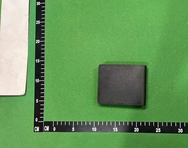 Black Pebbled Leather Bifold Wallet — warehouse QC photo 2