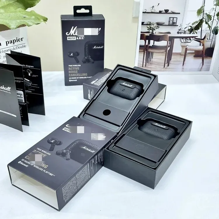 Black Wireless Noise-Cancelling Earbuds With Textured Case — merchant catalogue photo