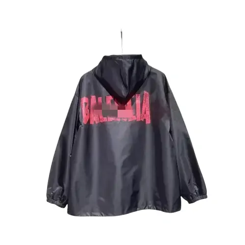 Black Hooded Windbreaker With Pink Back Print — merchant catalogue photo