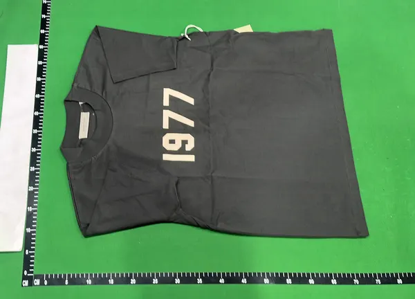 Black Boxy Tee With Flocked Numeral Print — warehouse QC photo 6