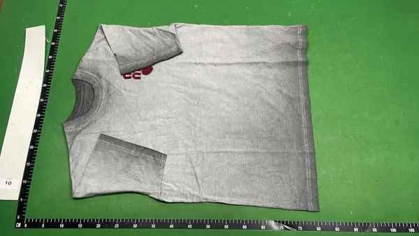 Washed Grey Oversized Tee With Red Chest Print — warehouse QC photo 2