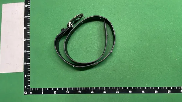 Black Leather Belt With Ornate Oval Buckle — warehouse QC photo 3