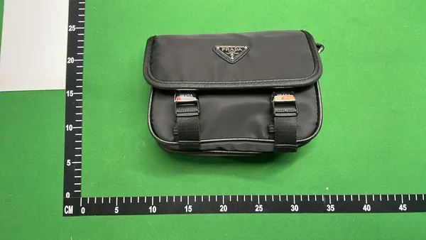 Black Nylon Crossbody Bag With Buckle Flap — warehouse QC photo 1