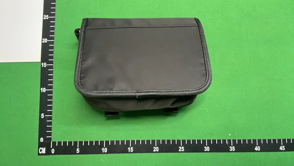 Black Nylon Crossbody Bag With Buckle Flap — warehouse QC photo 2