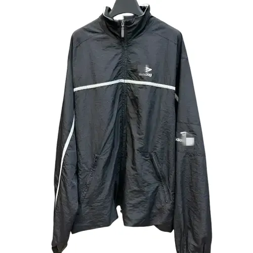Black Oversized Track Jacket With Contrast Piping — merchant catalogue photo