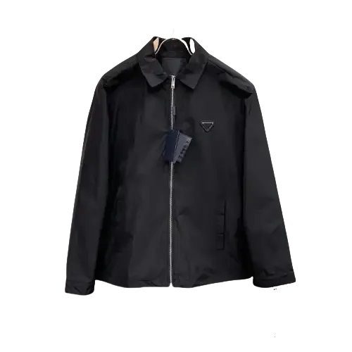 Black Nylon Zip Coach Jacket With Point Collar — merchant catalogue photo