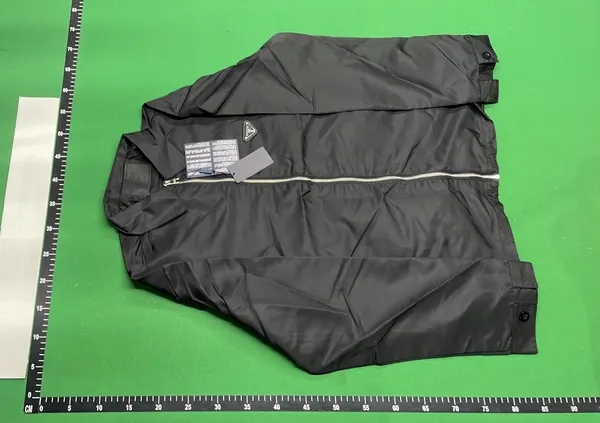 Black Nylon Zip Coach Jacket With Point Collar — warehouse QC photo 2