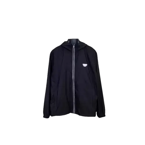 Black Hooded Nylon Jacket With Flap Pockets — merchant catalogue photo