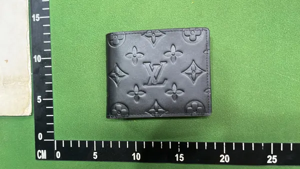 Monogram And Checkerboard Print Bifold Wallet — warehouse QC photo 1