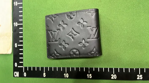 Monogram And Checkerboard Print Bifold Wallet — warehouse QC photo 2