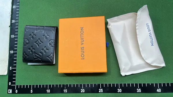 Monogram And Checkerboard Print Bifold Wallet — warehouse QC photo 3