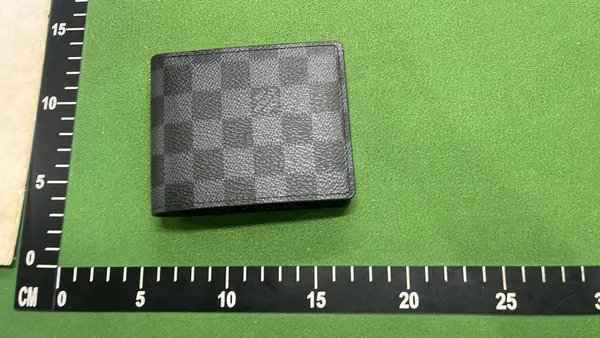 Monogram And Checkerboard Print Bifold Wallet — warehouse QC photo 4