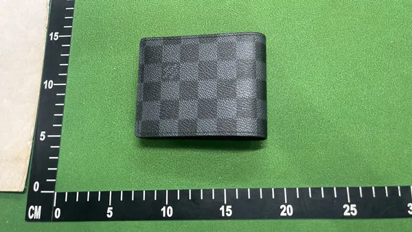 Monogram And Checkerboard Print Bifold Wallet — warehouse QC photo 5