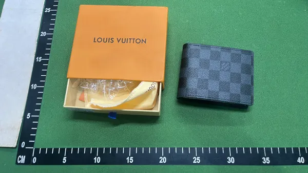 Monogram And Checkerboard Print Bifold Wallet — warehouse QC photo 6