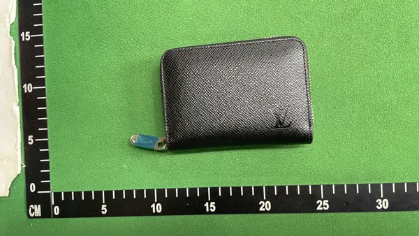 Black Monogram-Print Zip-Around Coin Wallet — warehouse QC photo 1
