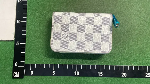 Black Monogram-Print Zip-Around Coin Wallet — warehouse QC photo 5