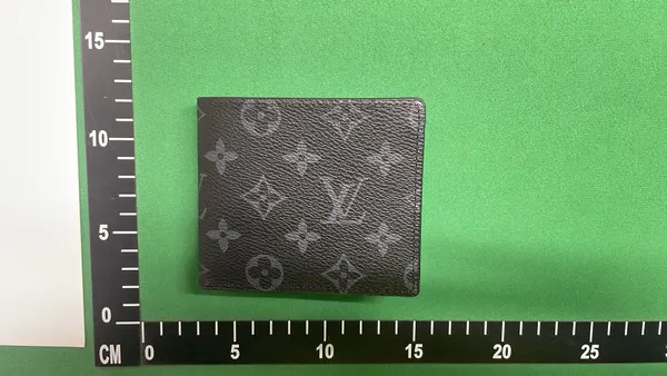 Brown Monogram Print Bifold Wallet — warehouse QC photo 4