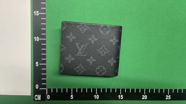 Brown Monogram Print Bifold Wallet — warehouse QC photo 5