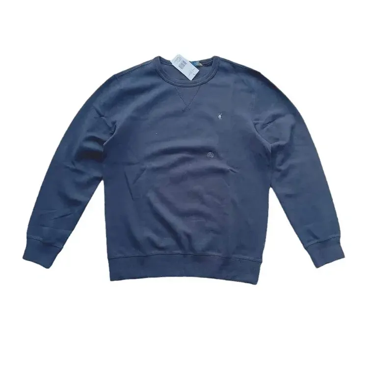 Navy Crewneck Sweatshirt With Ribbed Trim — merchant catalogue photo