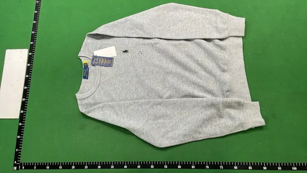 Navy Crewneck Sweatshirt With Ribbed Trim — warehouse QC photo 2