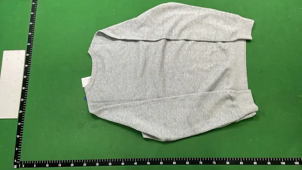 Navy Crewneck Sweatshirt With Ribbed Trim — warehouse QC photo 3