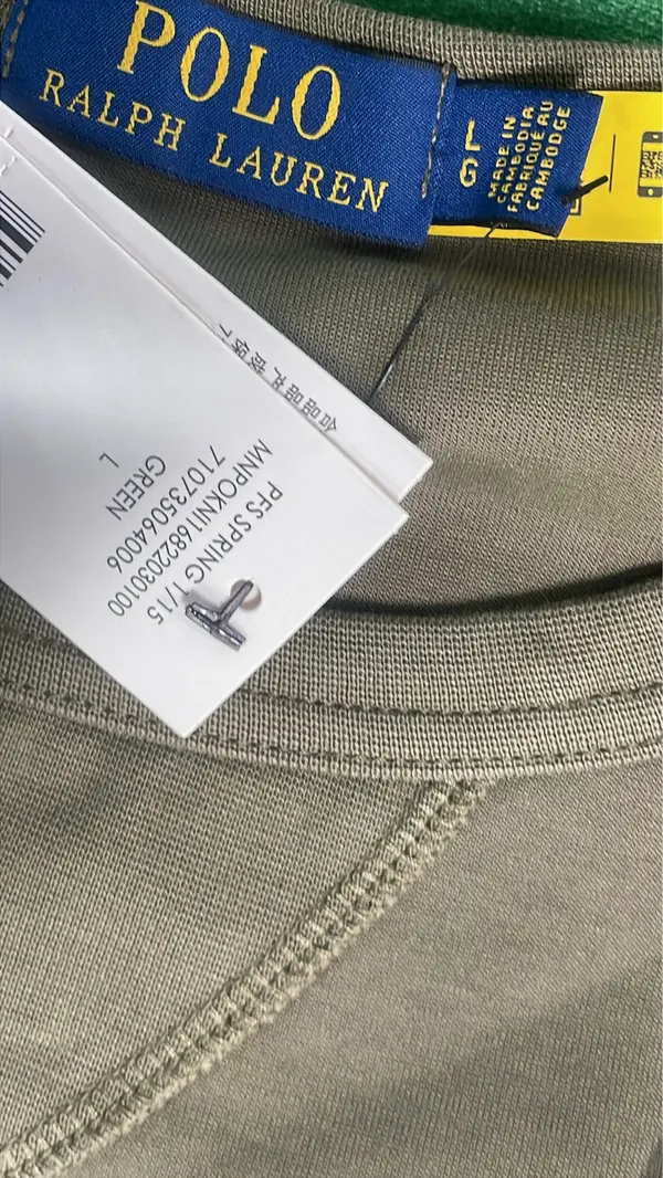 Navy Crewneck Sweatshirt With Ribbed Trim — warehouse QC photo 5