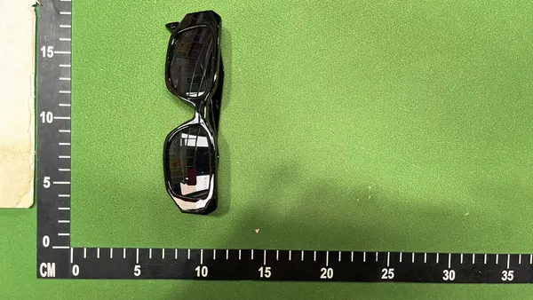 Black Chunky Rectangle Sunglasses With Dark Lenses — warehouse QC photo 1