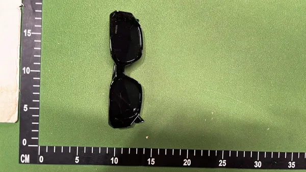 Black Chunky Rectangle Sunglasses With Dark Lenses — warehouse QC photo 2