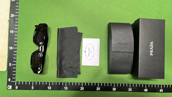 Black Chunky Rectangle Sunglasses With Dark Lenses — warehouse QC photo 3