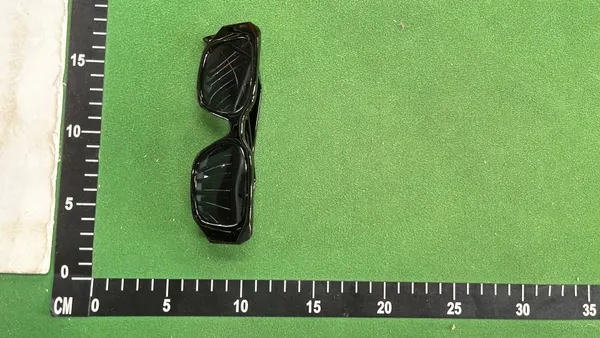 Black Chunky Rectangle Sunglasses With Dark Lenses — warehouse QC photo 4