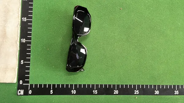 Black Chunky Rectangle Sunglasses With Dark Lenses — warehouse QC photo 5