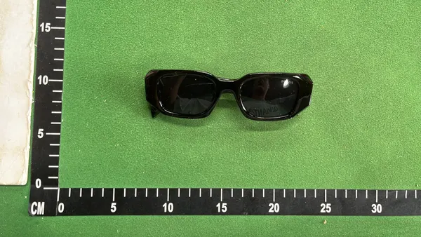 Black Chunky Rectangle Sunglasses With Dark Lenses — warehouse QC photo 6