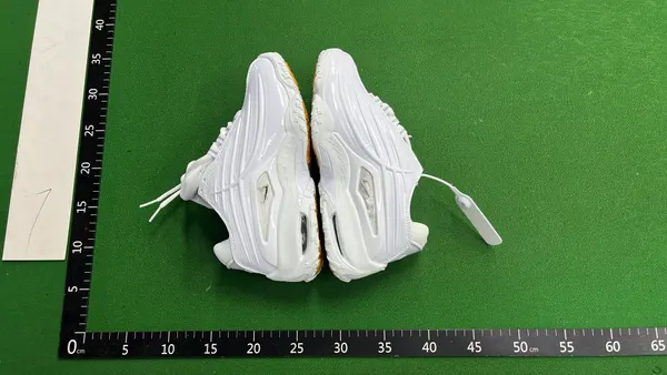 All White Ripple Panel Low Top Sneakers — warehouse QC photo 4