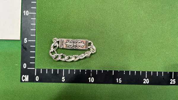 Silver Cross Motif Chunky Chain Bracelet — warehouse QC photo 3