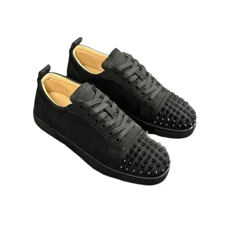 Black Suede Studded Low-Top Sneakers — merchant catalogue photo