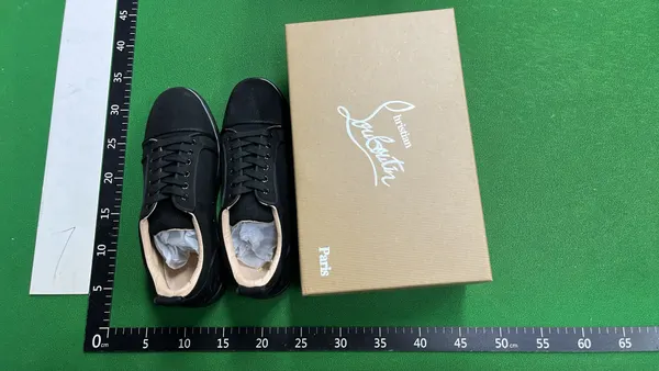 Black Suede Studded Low-Top Sneakers — warehouse QC photo 1