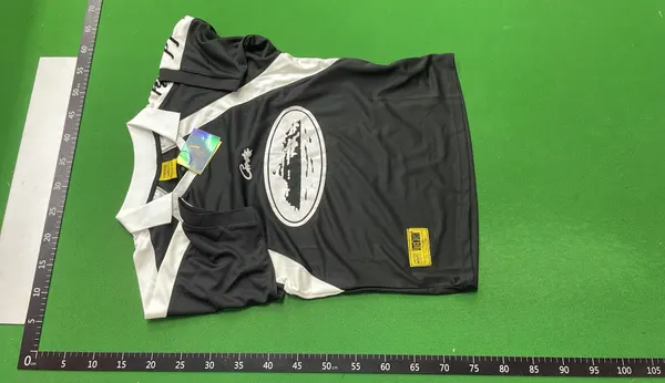 Black Colorblock Collared Soccer Tee — warehouse QC photo 2