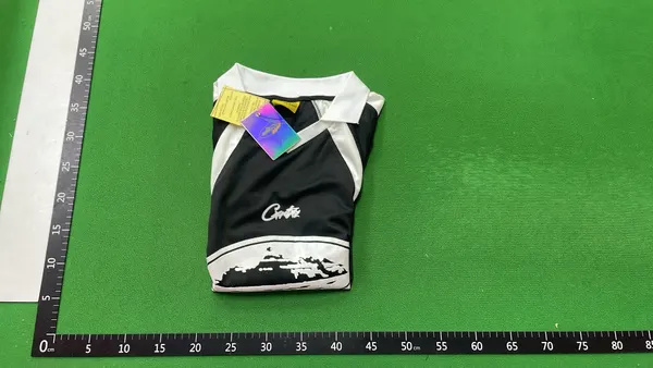 Black Colorblock Collared Soccer Tee — warehouse QC photo 4