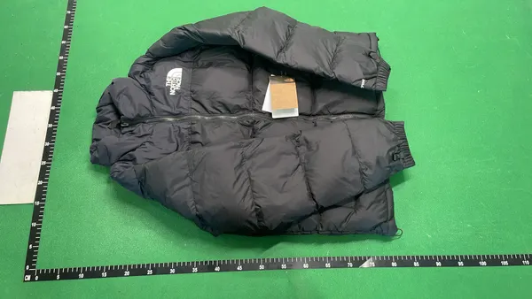 Black Baffle Quilted Puffer Jacket — warehouse QC photo 6