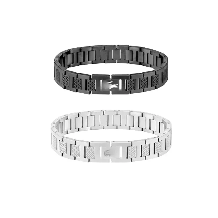 Crosshatch Textured Metal Link Bracelet — merchant catalogue photo