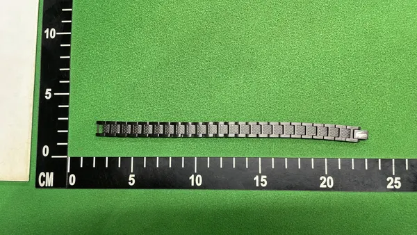 Crosshatch Textured Metal Link Bracelet — warehouse QC photo 4