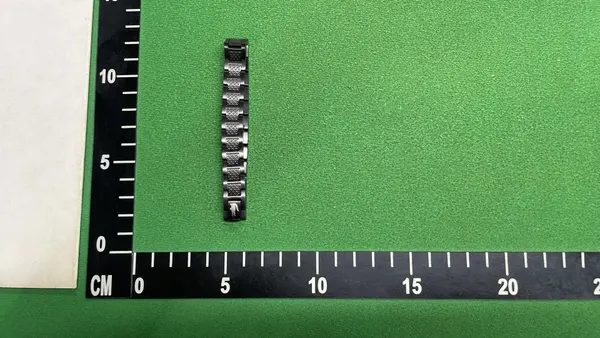 Crosshatch Textured Metal Link Bracelet — warehouse QC photo 6