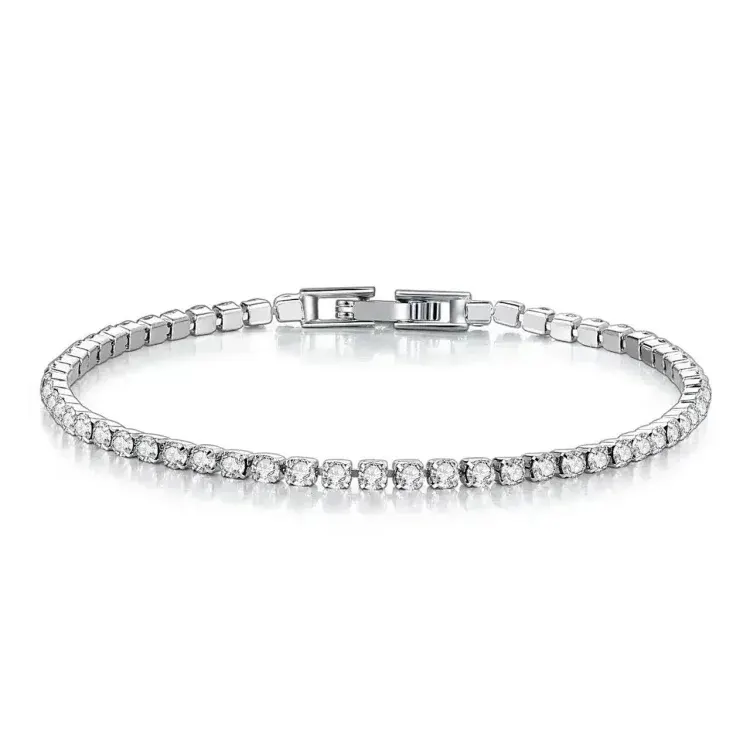 Silver Tone Row Set Crystal Tennis Bracelet — merchant catalogue photo