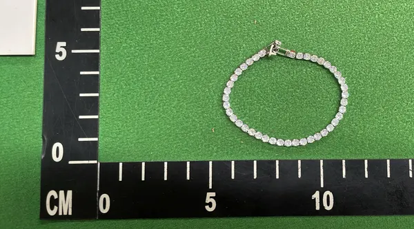 Silver Tone Row Set Crystal Tennis Bracelet — warehouse QC photo 4