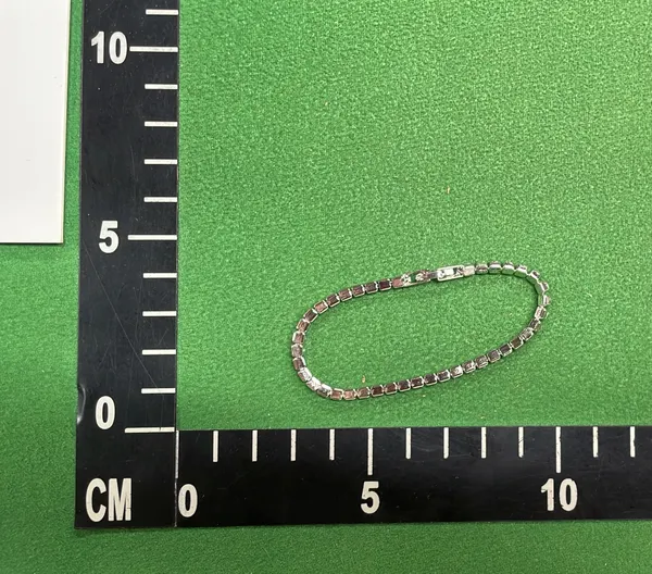 Silver Tone Row Set Crystal Tennis Bracelet — warehouse QC photo 5
