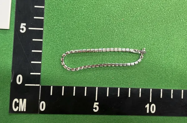 Silver Tone Row Set Crystal Tennis Bracelet — warehouse QC photo 6