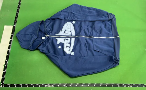 Navy Zip Up Hoodie With Star Graphic — warehouse QC photo 2