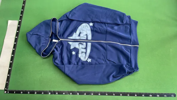 Navy Zip Up Hoodie With Star Graphic — warehouse QC photo 6